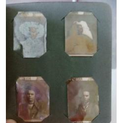 Klein antiek familie pasfoto fotoalbum 10 x 12 cm uit 1900
