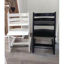 Zwarte met Witte Stokke COMPLEET Newborn tripp trapp stoel