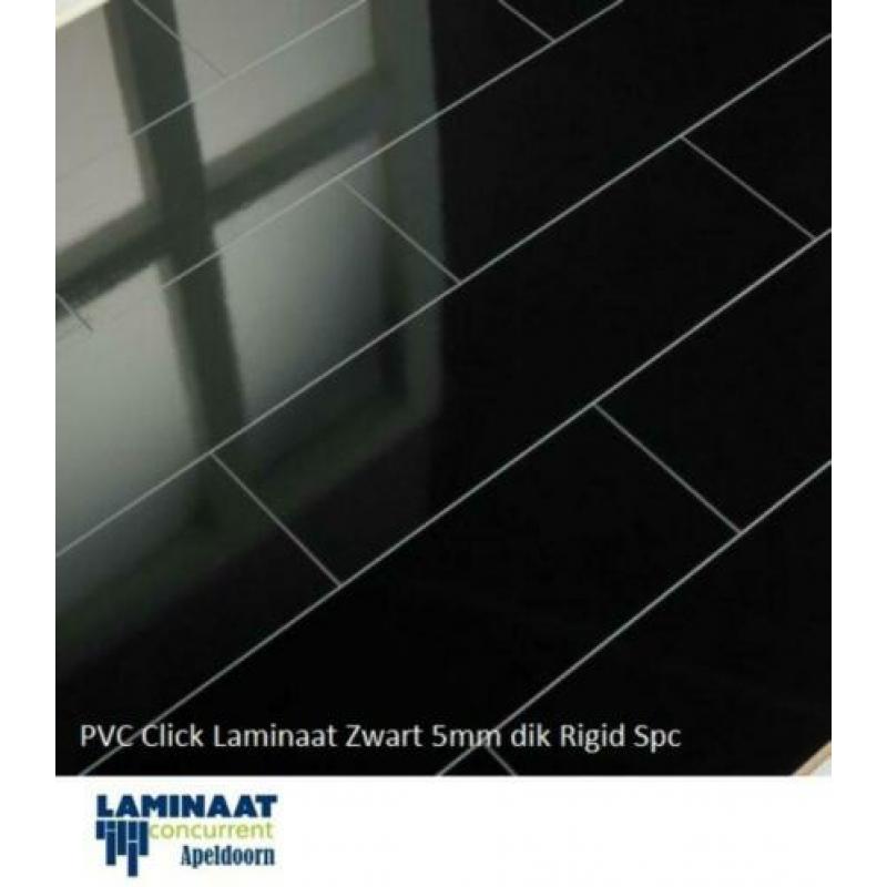 Pvc Click Hoogglans Tegel Laminaat Black 5mm dik €14p/m2