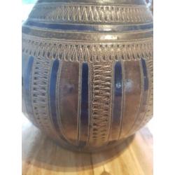 Antieke aardewerk vaas geglazuurd handgemaakt