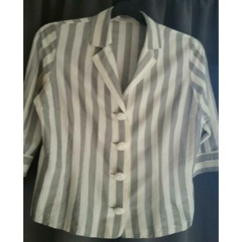 Van Laack - blouse wit grijs zijden Maat 44 L