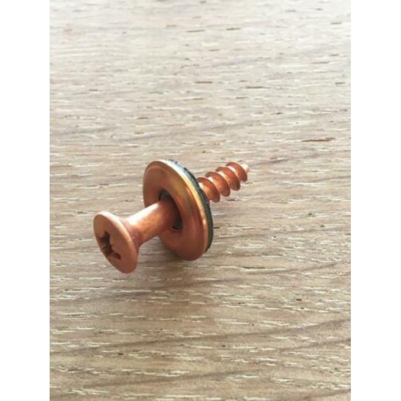 ROODKOPEREN SCHROEF MET ROZET ( 2,5 cm lang )