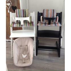 Zwarte met Witte Stokke COMPLEET Newborn tripp trapp stoel
