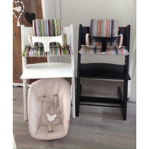 Zwarte met Witte Stokke COMPLEET Newborn tripp trapp stoel