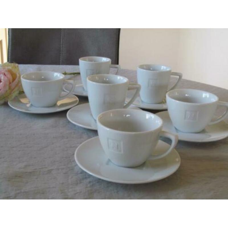 6 Nespresso Kop en Schotels Wit 2 Maten