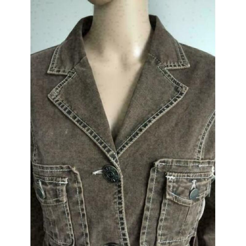 B615 GEISHA jas jasje bruin spijkerjasje jeans Maat S=36