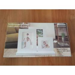 Set van 3 witte houten fotolijstjes