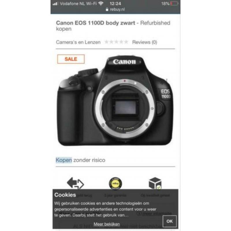 Canon EOS 1100D body zwart 2 extra lenzen + tas