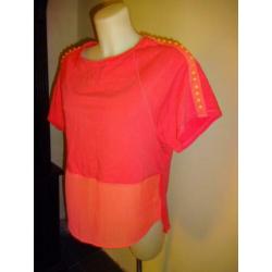 D4A Karen Millen roze top voile deel voorkant studs mouwen42