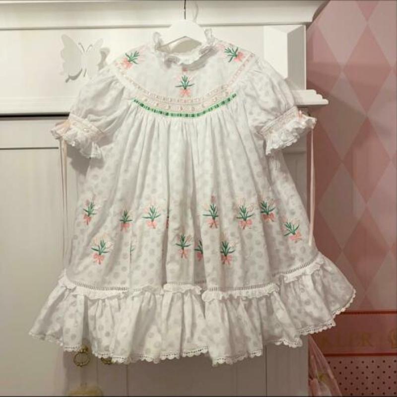 Witte Heirloom bisschop bruidsmeisjes jurk nieuw 110 / 116