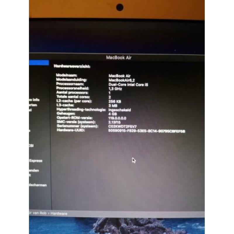 Apple macbook air 2013, core i5, 128gb ssd, 13.3inch scherm