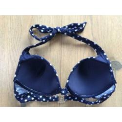 Nieuw: Bikini blauw met witte stippen, maat 36/38, S/M