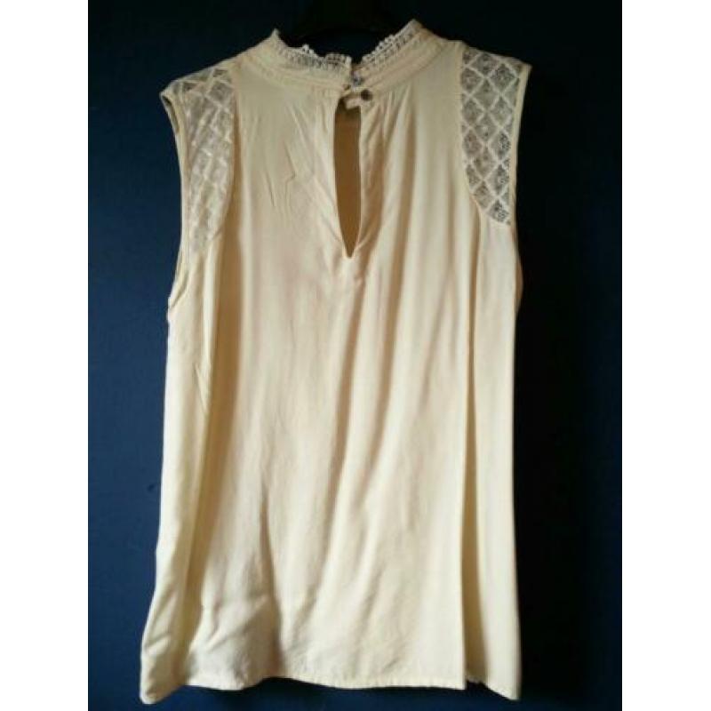 VERO MODA top dames maat L kant vintage wit creme lente hip