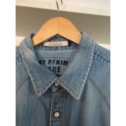 Jack en Jones lichtblauw overhemd jeans drukknopen maat xl
