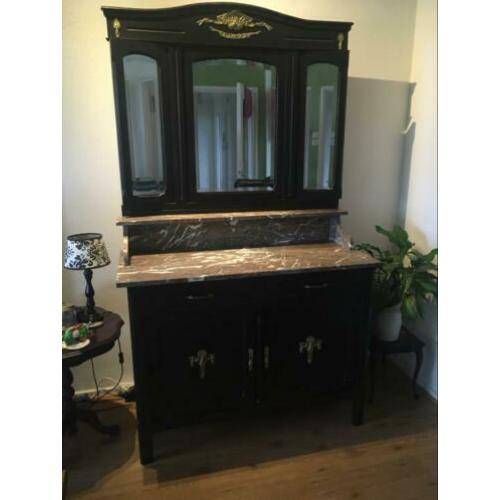 Prachtige kaptafel marmer/hout