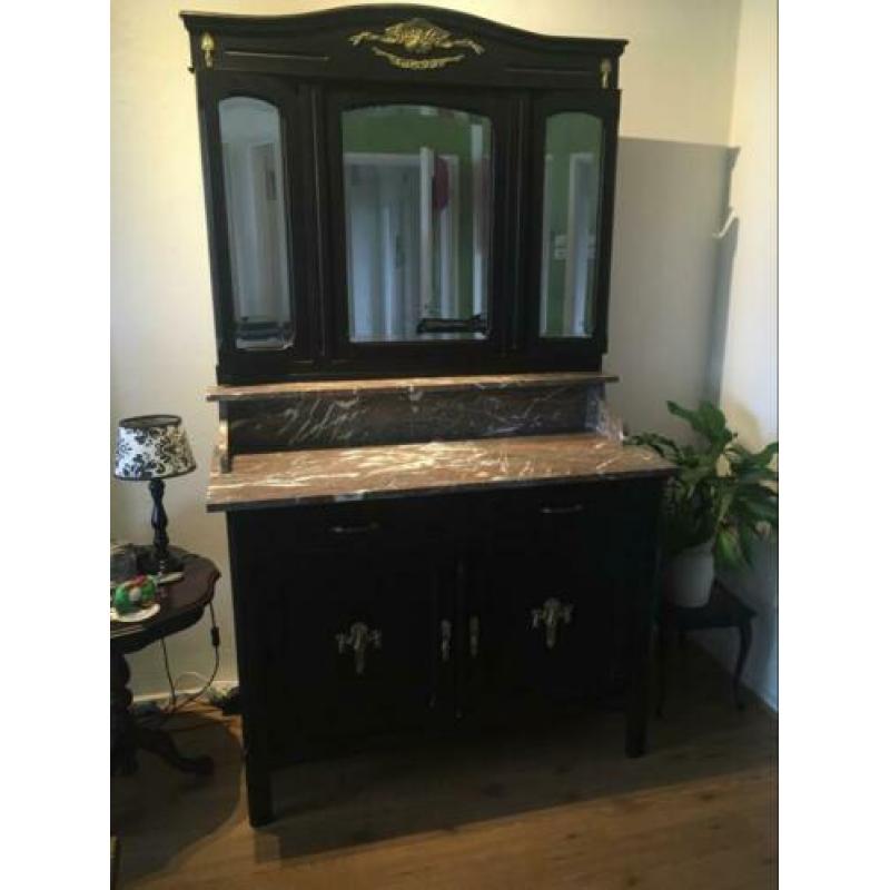 Prachtige kaptafel marmer/hout