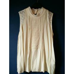 VERO MODA top dames maat L kant vintage wit creme lente hip