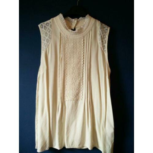 VERO MODA top dames maat L kant vintage wit creme lente hip