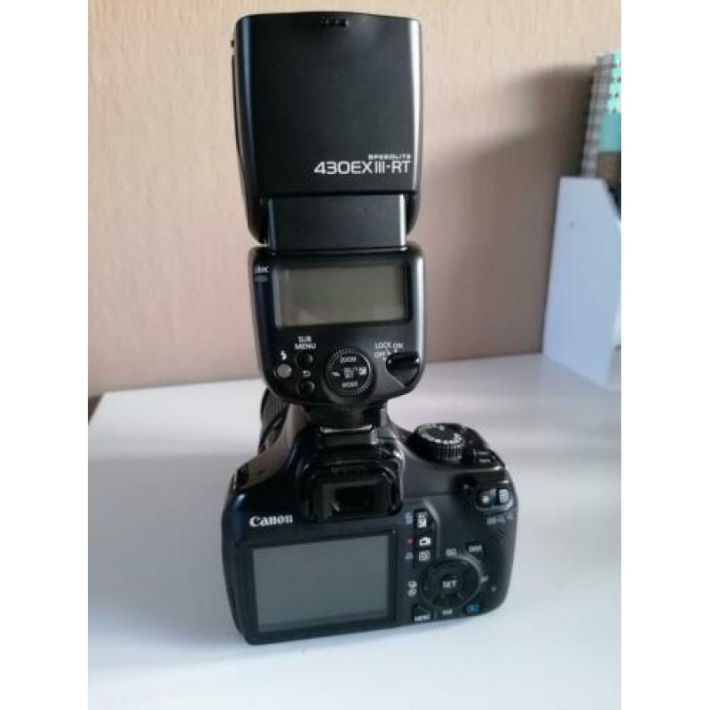 Fotocamera canon+ Speedlite flitser + lens Sigma