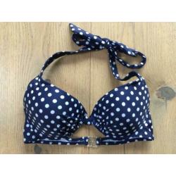 Nieuw: Bikini blauw met witte stippen, maat 36/38, S/M