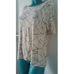 Beige shirt met korte mouwen en schoudervullingen XL - Pi7