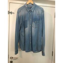 Jack en Jones lichtblauw overhemd jeans drukknopen maat xl