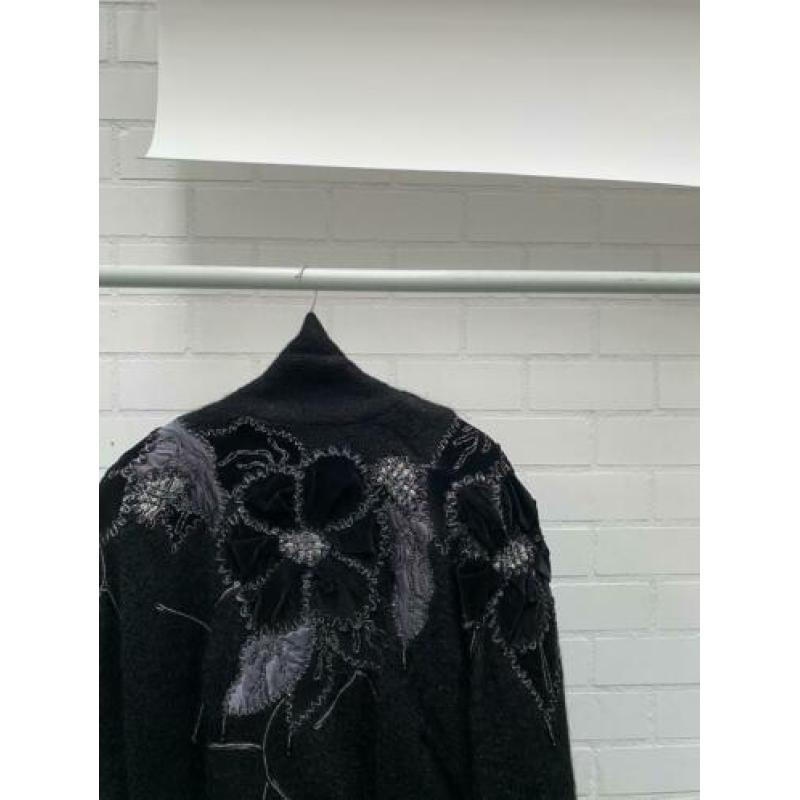 Vest jaren 80 zwart met bloemen dames vest vintage