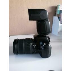 Fotocamera canon+ Speedlite flitser + lens Sigma