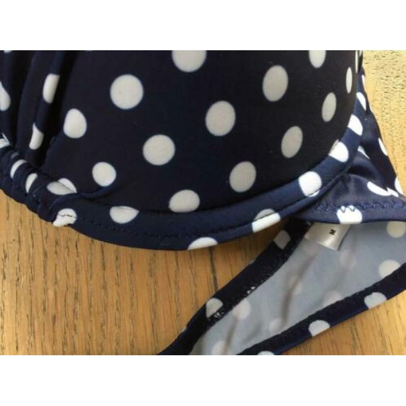 Nieuw: Bikini blauw met witte stippen, maat 36/38, S/M