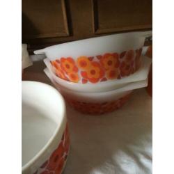 6x schaal Arcopal Lotus retro servies oranje