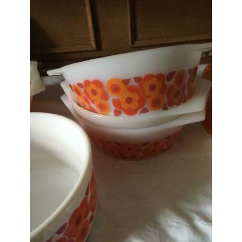 6x schaal Arcopal Lotus retro servies oranje