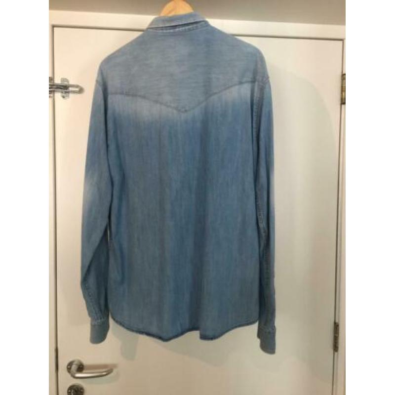 Jack en Jones lichtblauw overhemd jeans drukknopen maat xl