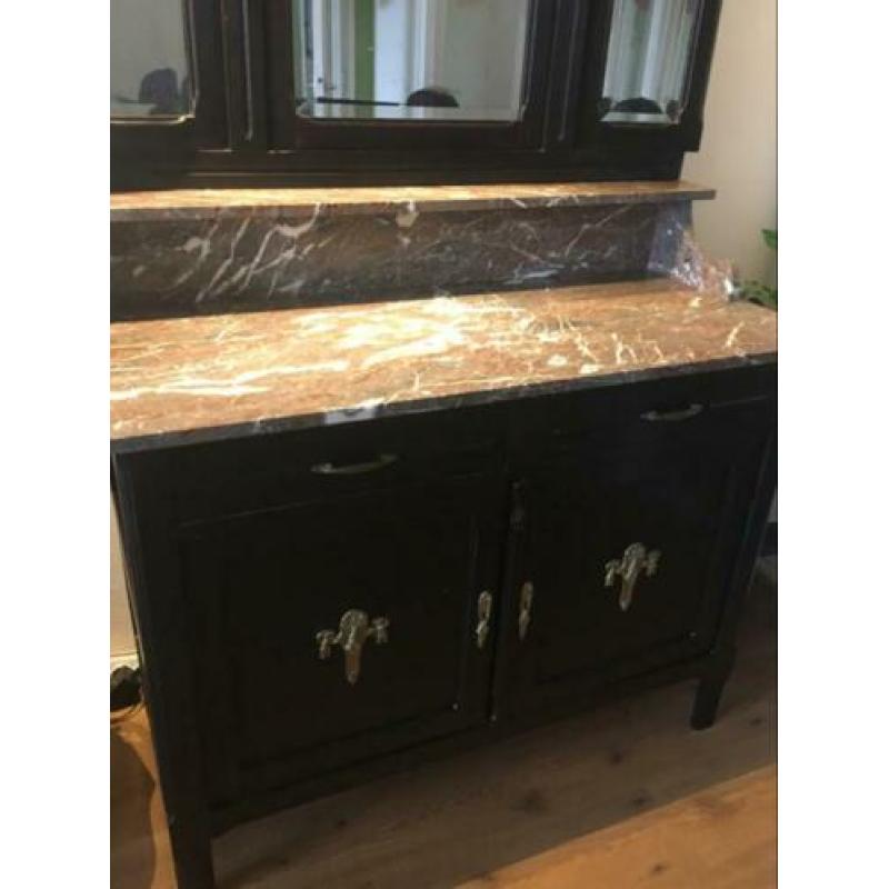Prachtige kaptafel marmer/hout