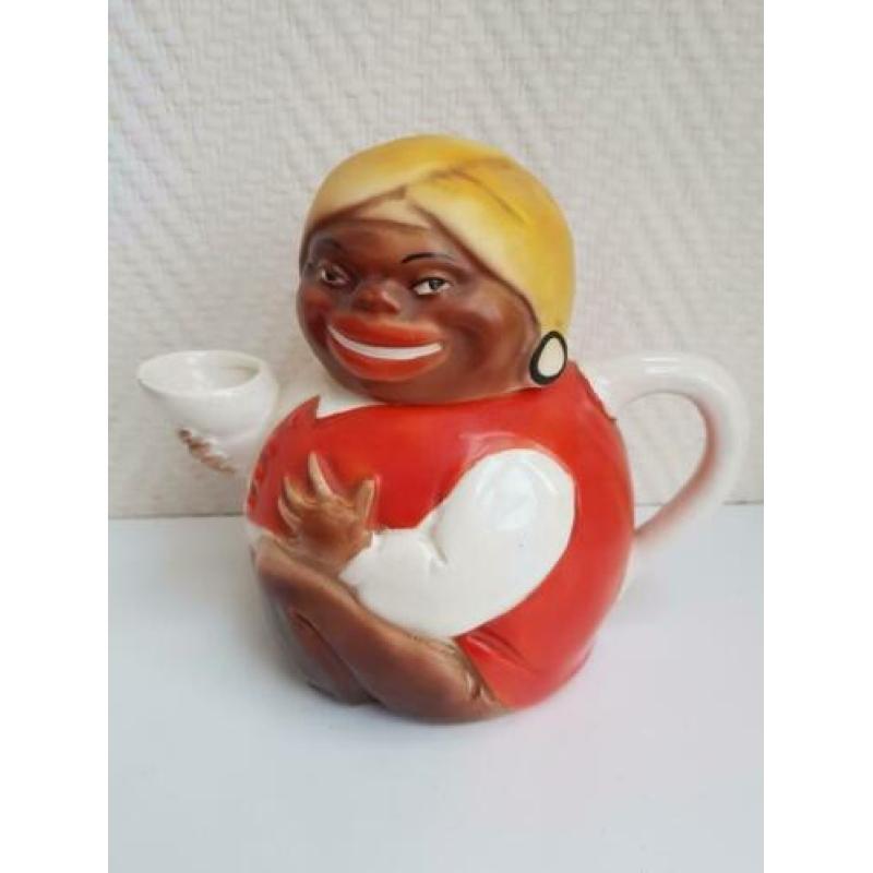 025 Art Deco theepot, vrouwfiguur, erg decoratief