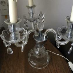 Brocante glazen Maria Theresia lamp 3 armen.