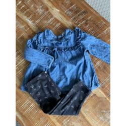 Zara legging met jeans blouse maat 86 zo goed als nieuw