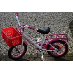 14” mooie wit/ roze meisjesfiets