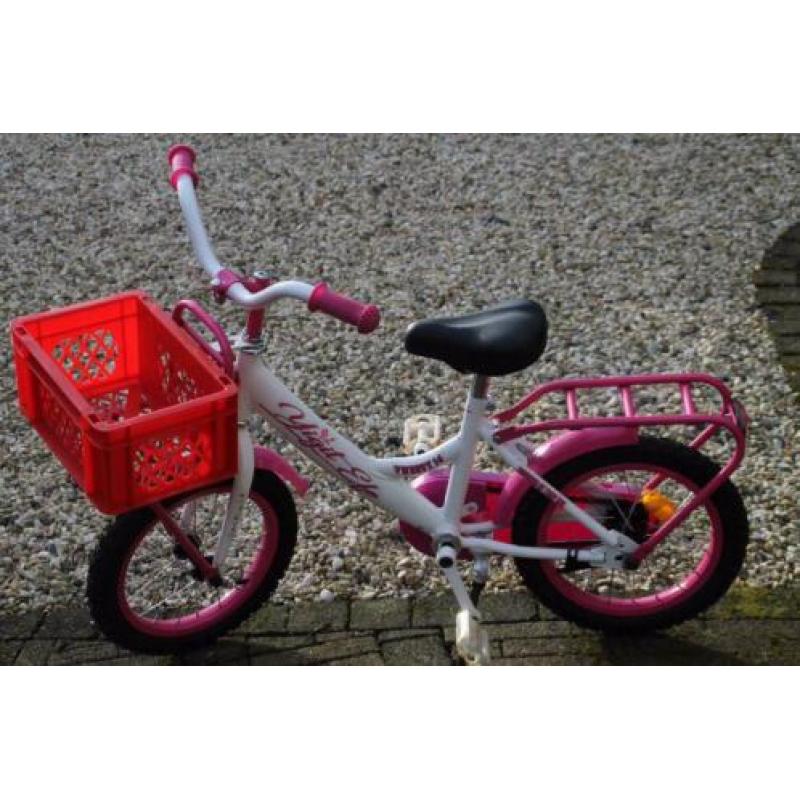 14” mooie wit/ roze meisjesfiets