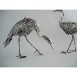 Zilver Vitrine- of Tafelstukken Stel Zilveren Kraanvogels