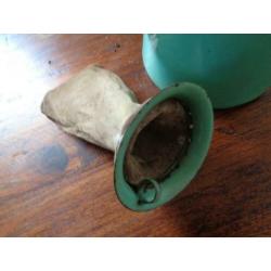 Grote mint groen emaille koffiekan / koffiepot + filter.