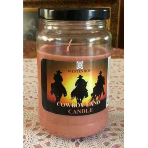 Klassiek cowboy kaars in glazen potje - oud oranje