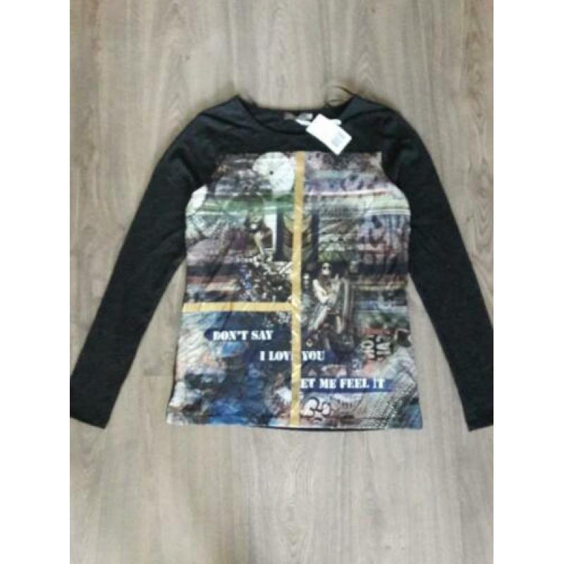 Nieuw donkergrijs/ zwart gemêleerde longsleeve Maat S
