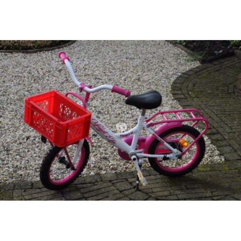 14” mooie wit/ roze meisjesfiets
