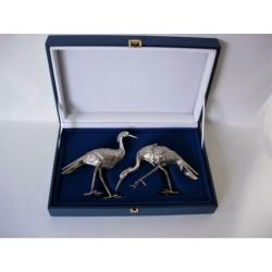 Zilver Vitrine- of Tafelstukken Stel Zilveren Kraanvogels