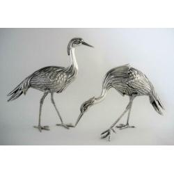 Zilver Vitrine- of Tafelstukken Stel Zilveren Kraanvogels
