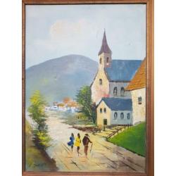 Vintage schilderij Baumlerr jaren 60/70, €25,-.