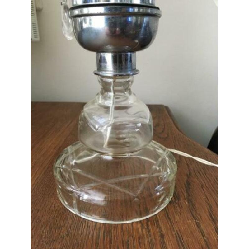 Brocante glazen Maria Theresia lamp 3 armen.