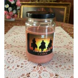 Klassiek cowboy kaars in glazen potje - oud oranje