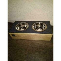 Binqdesign hap&slurp voerbak drinkbak multi d. grijs 17 cm.
