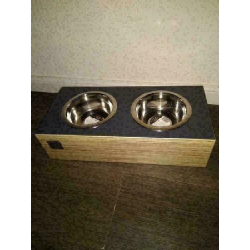 Binqdesign hap&slurp voerbak drinkbak multi d. grijs 17 cm.